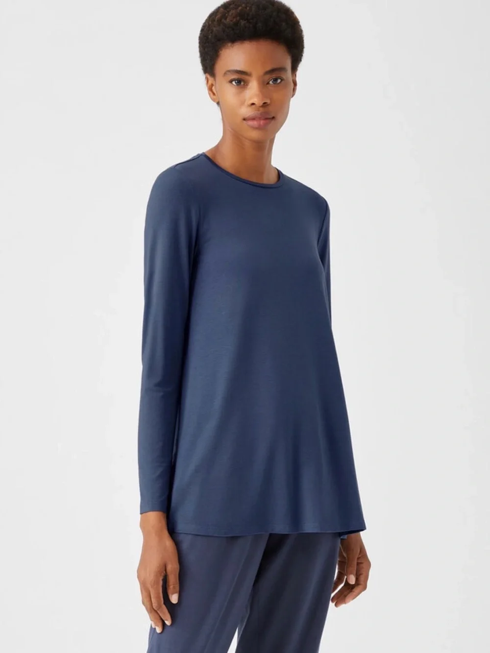 Eileen Fisher Mint Green Clear water Crewneck Tunic blouse top NEW NWT P medium
